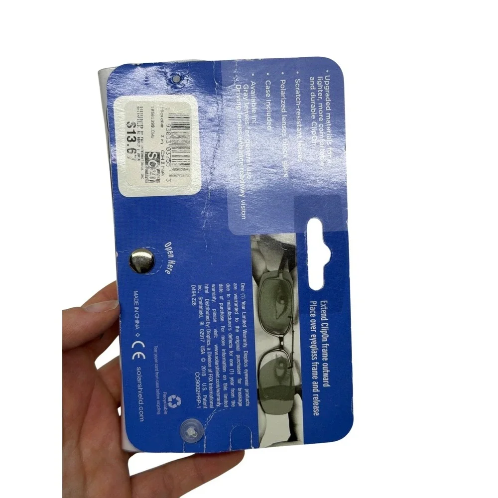 NIP Solar Shield Polarized Clip-On Sunglasses‎ Gentle Grip Fits Thick Frames